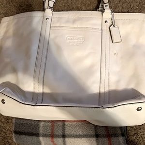 Large white Coach purse